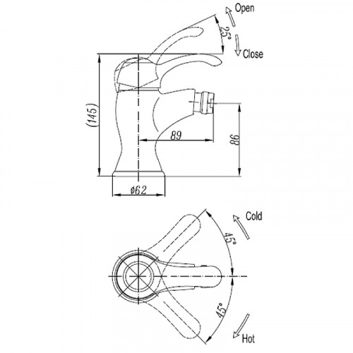 Смеситель для биде Cezares Lira LIRA-C-BS1-03 Золото латунь