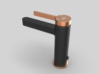 Смеситель для раковины GPD Gildo MLB165-S-R Черный матовый Розовое золото