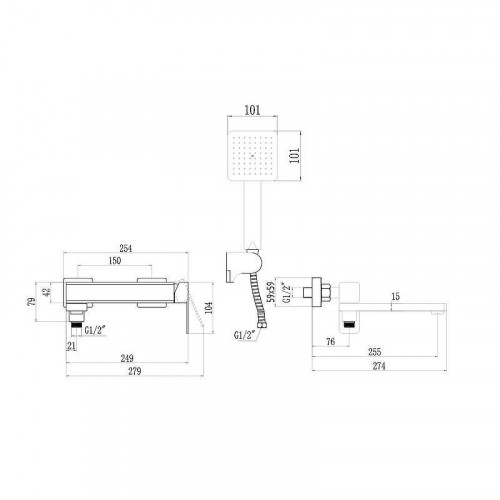 Смеситель для ванны Fmark FS8724-22Q цвет Графит