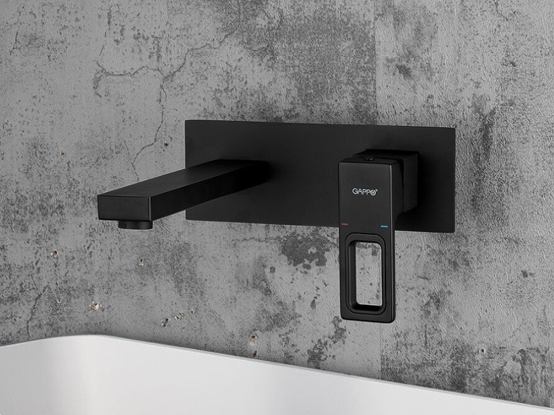 Смеситель для раковины Gappo G17-6 G1017-16 Черный матовый латунь встраиваемый
