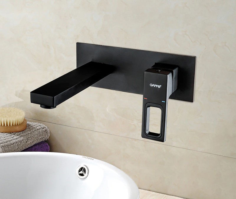 Смеситель для раковины Gappo G17-6 G1017-16 Черный матовый латунь встраиваемый