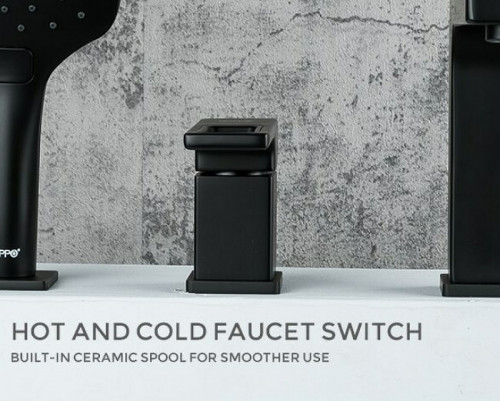 Смеситель на борт ванны Gappo G17-6 G1117-6 Черный матовый латунь