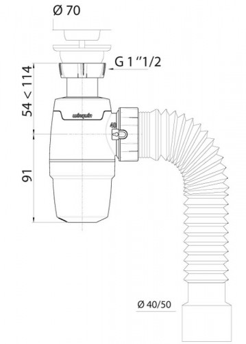 Сифон для кухонной мойки Wirquin Neo 30987067 Нержавеющая сталь