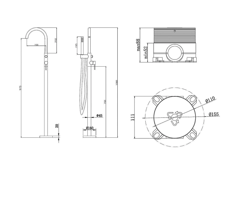 Смеситель для ванны Abber Wasser Kreis AF8115N цвет Хром
