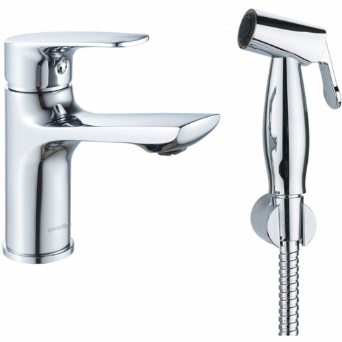 Смеситель для раковины Swedbe Venado 1660 с гигиеническим душем Хром латунь