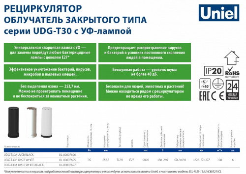 Бактерицидный светильник Uniel UDG-V UL-00007824