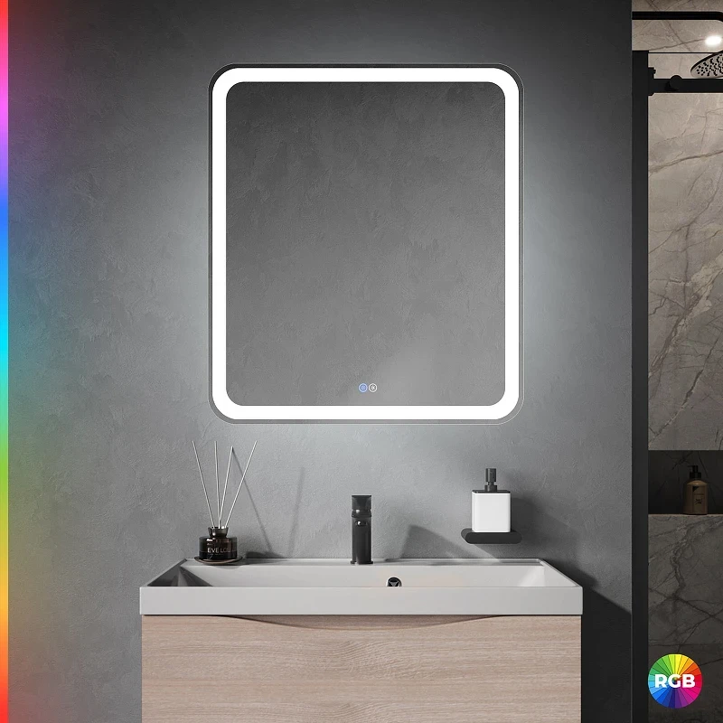 Зеркало Cezares Multicolore 70 CZR-SPC-MC-700-800-RGB-TCH с подсветкой с сенсорным выключателем и функцией памяти стекло
