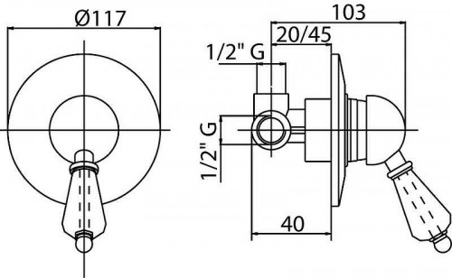Смеситель для душа Cezares Elite ELITE-DIM-01-Bi Хром латунь встраиваемый