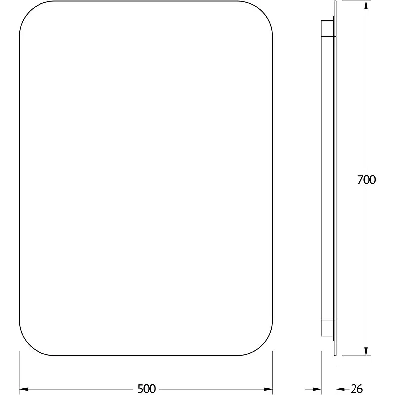 Зеркало Defesto Opti 50x70 DF 2804R с подсветкой 21W-4500К/ИК - выключатель/Нейтральный белый свет