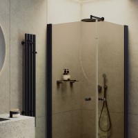 Душевой уголок Maybah Glass MGY-1297-6 800x800x1980 на монопетлях Черный стекло бронзовое