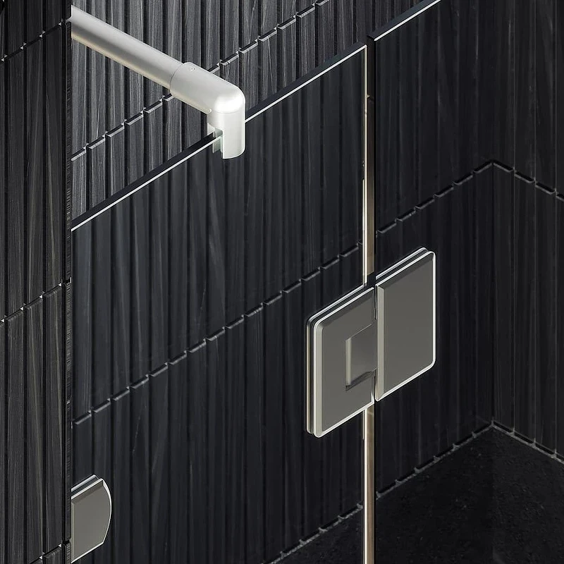 Душевая дверь Maybah Glass MGD-489-4 1000х1950 с добором на петлях Хром глянцевый стекло прозрачное