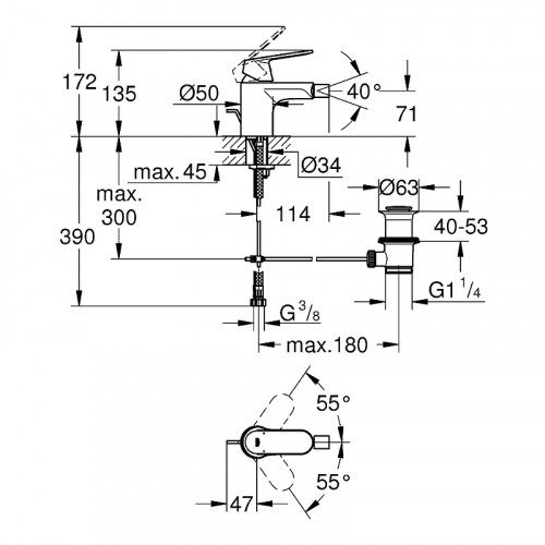 Смеситель для биде Grohe Eurosmart Cosmopolitan 32839000 Хром латунь