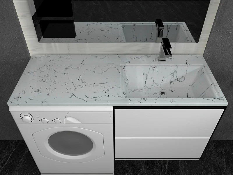 Раковина Stella Polar Мадлен 120 R SP-00001153 с местом под стиральную машину Белый мрамор