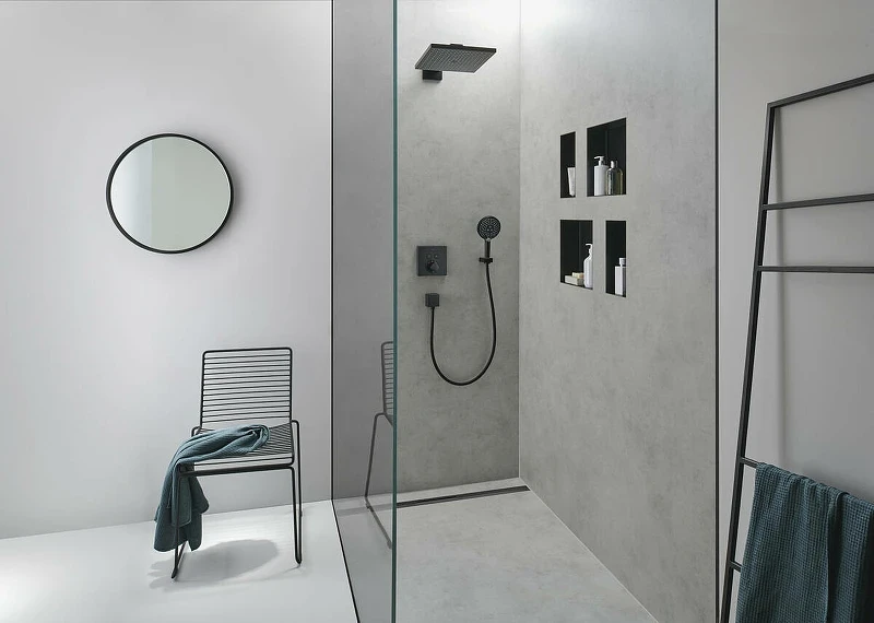 Смеситель для душа Hansgrohe ShowerSelect 15763670 с термостатом Черный матовый латунь встраиваемый