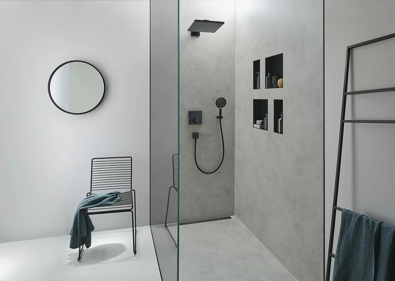 Смеситель для душа Hansgrohe ShowerSelect 15763670 с термостатом Черный матовый латунь встраиваемый