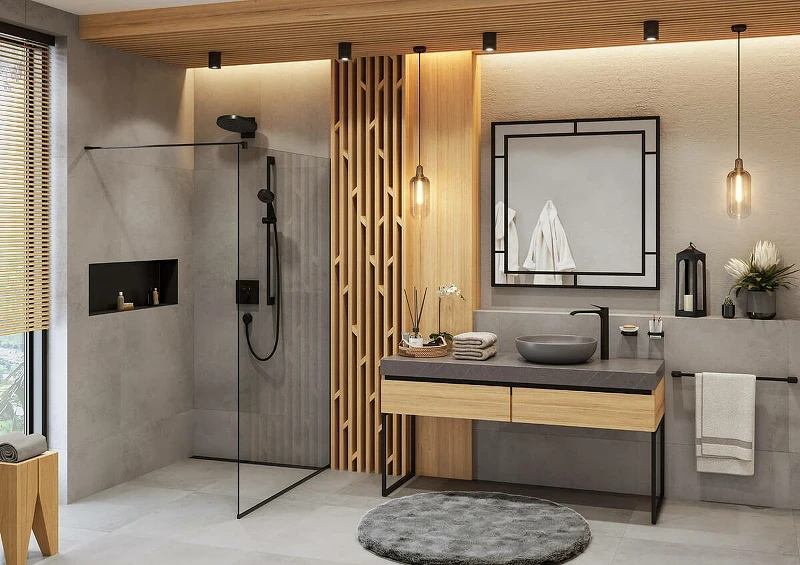 Смеситель для душа Hansgrohe ShowerSelect 15763670 с термостатом Черный матовый латунь встраиваемый