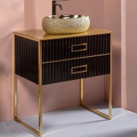 Тумба под раковину Boheme Armadi Art Monaco 80 866-080-BG Черный глянец Золото МДФ / ЛДСП