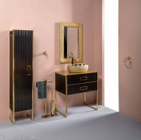 Тумба под раковину Boheme Armadi Art Monaco 80 866-080-BG Черный глянец Золото МДФ / ЛДСП