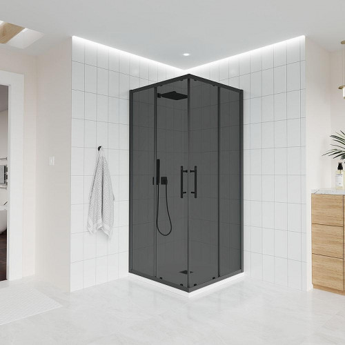 Душевой уголок Veconi Evo 300 B 100х100 E3-B-100100-12-C9 профиль Черный матовый стекло тонированное матовое