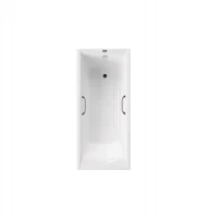 Чугунная ванна Vinsent Veron Devon 190x80 VDV1908045H/VH0012CH-AS цвет Белый с квадратными хромированнами ручками и антискользящим покрытием