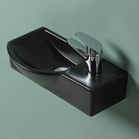 Раковина CeramaLux 40 7947ALMB Черная фаянс подвесная