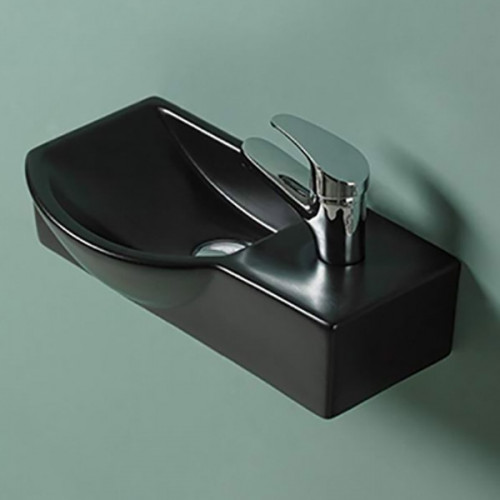 Раковина CeramaLux 40 7947ALMB Черная фаянс подвесная