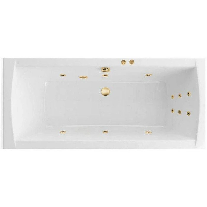 Акриловая ванна Excellent Aquaria Lux Slim 180x80 WAEX.AQU18S.LINE.GL цвет Белый с гидромассажем форсунки Золото