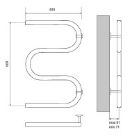 Водяной полотенцесушитель Melodia della vita Simple Polymer М-образный 60х40х1 MTRSP6040PLR Полированная сталь