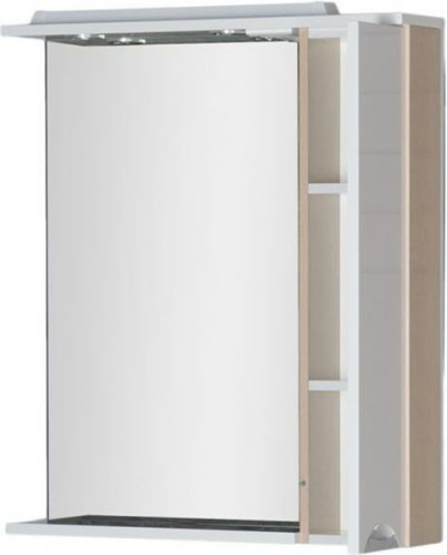 Зеркало со шкафом Aquanet Гретта 75 173986 с подсветкой R Дуб светлый МДФ / ЛДСП, стекло