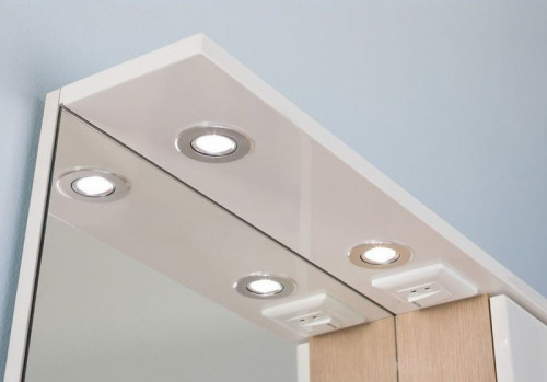 Зеркало со шкафом Aquanet Гретта 75 173986 с подсветкой R Дуб светлый МДФ / ЛДСП, стекло