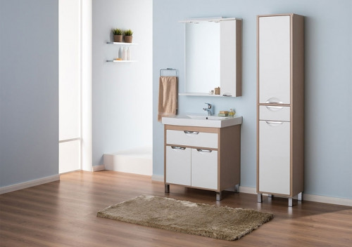 Зеркало со шкафом Aquanet Гретта 75 173986 с подсветкой R Дуб светлый МДФ / ЛДСП, стекло