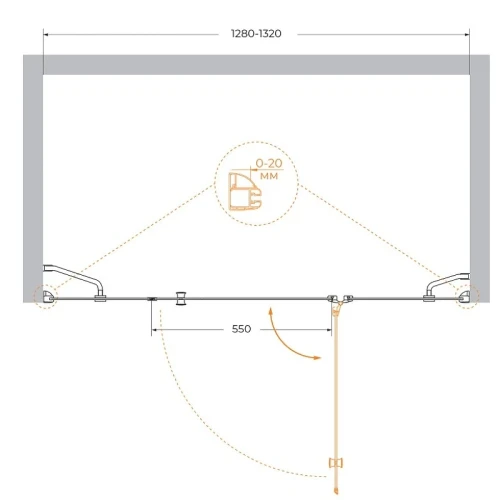Душевая дверь Cezares Verona 130 R VERONA-W-B-13-30+60/40-P-Cr-R профиль Хром стекло рифленое