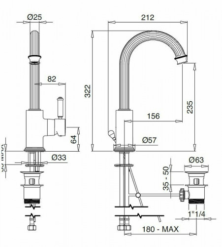 Смеситель для раковины Cezares Olimp LSM2-L OLIMP-LSM2-03/24-L Золото 24 карат латунь