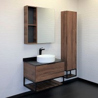 Зеркальный шкаф Comforty Порто 75 00-00009231 Дуб темно-коричневый МДФ / ЛДСП, стекло
