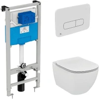 Унитаз с инсталляцией Ideal Standard Tesi Aqua Blade TT00002/123AC с сиденьем Микролифт и Белой клавишей смыва