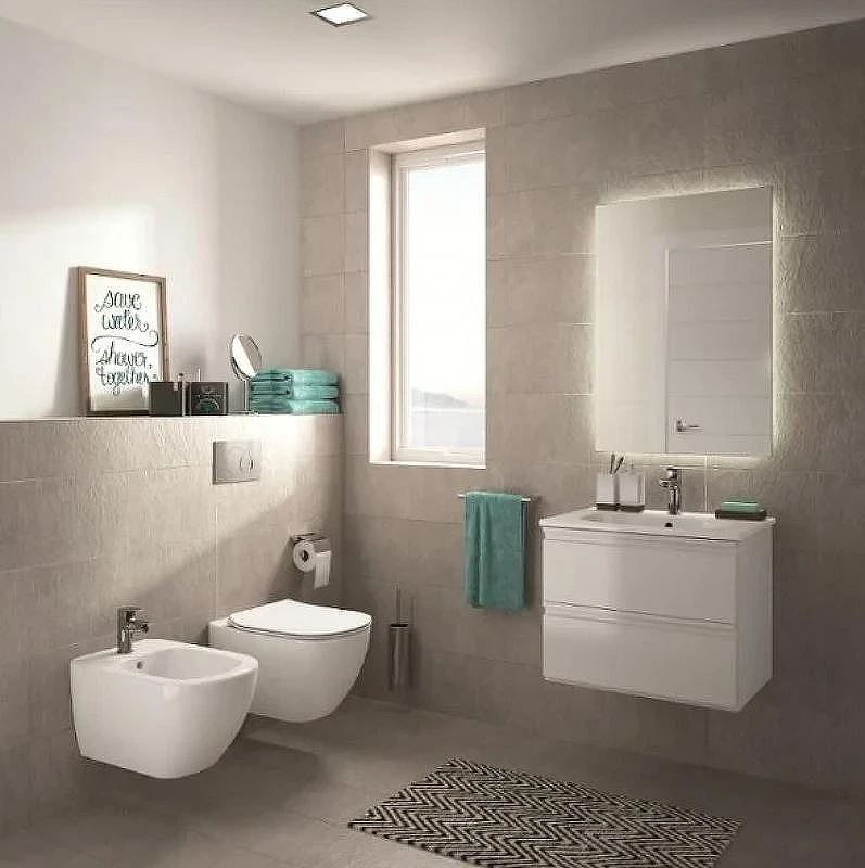 Унитаз с инсталляцией Ideal Standard Tesi Aqua Blade TT00002/123AC с сиденьем Микролифт и Белой клавишей смыва