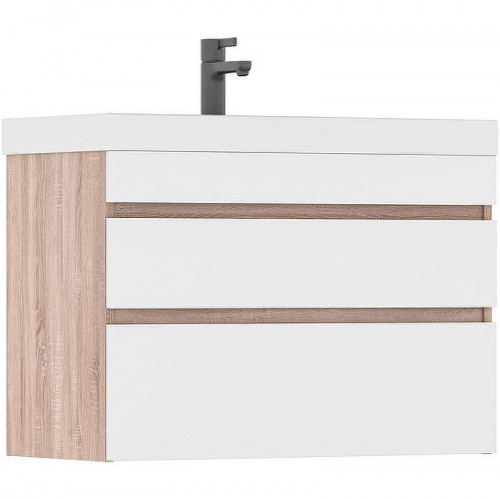 Тумба под раковину Volna Conty 80.2Y tpCNT80.2Y-01 подвесная Белая Дуб снома