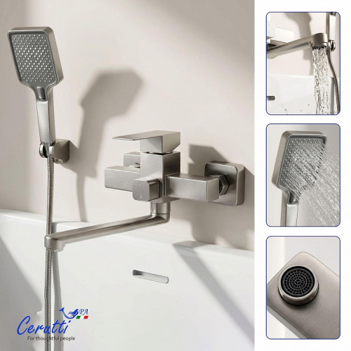 Смеситель для ванны Ceruttispa Клелия (Clelia) VXLGR CT12065 12065 цвет Серый матовый