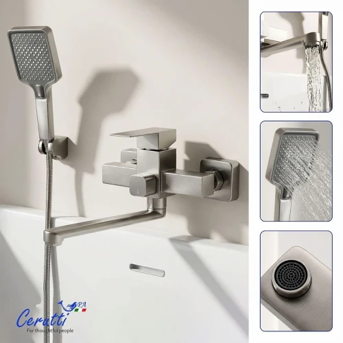 Смеситель для ванны Ceruttispa Клелия (Clelia) VXLGR CT12065 12065 цвет Серый матовый
