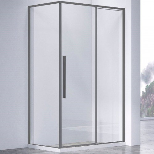 Душевой уголок Vincea Slim-N 140x80 VSR-4SN8014CLGM профиль Вороненая сталь стекло прозрачное