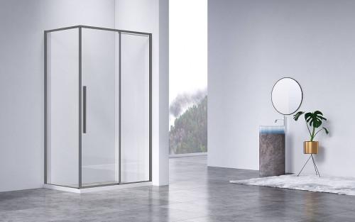 Душевой уголок Vincea Slim-N 140x80 VSR-4SN8014CLGM профиль Вороненая сталь стекло прозрачное