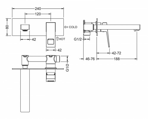 Смеситель для раковины Timo Briana 7171/00SM Хром встраиваемый