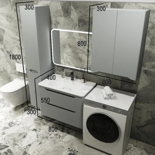 Тумба с раковиной Style Line Марелла 80 Люкс Plus СС-00002412+Марелла Люкс 80 СС-00002376 подвесная Серый матовый антискрейтч