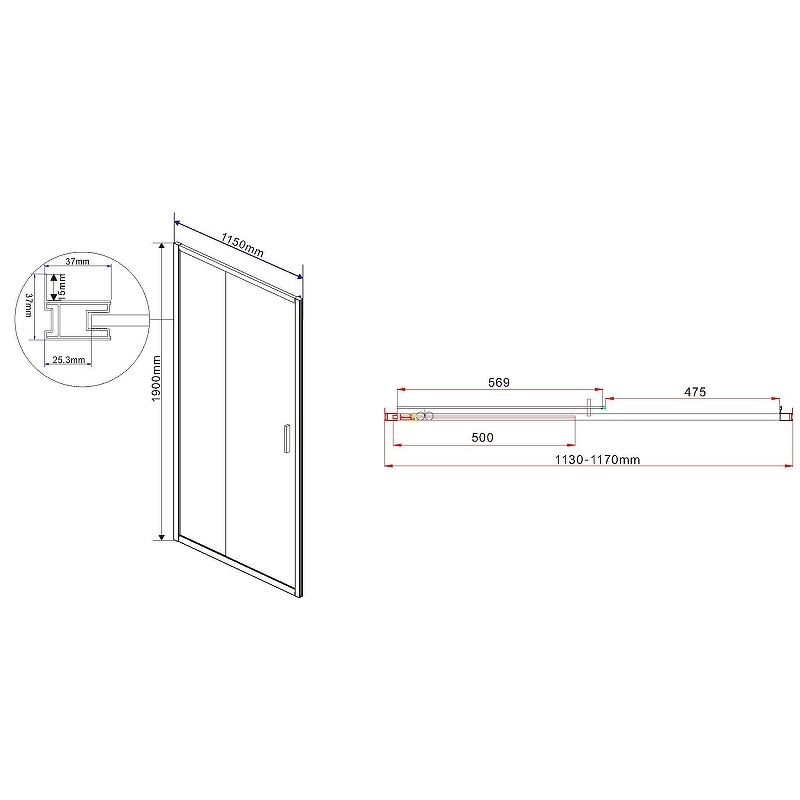 Душевая дверь Vincea Garda 115 VDS-1G115CLG профиль Брашированное золото стекло прозрачное