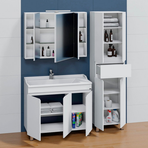 Тумба под раковину СанТа Марс 100 700297 Белый МДФ / ЛДСП