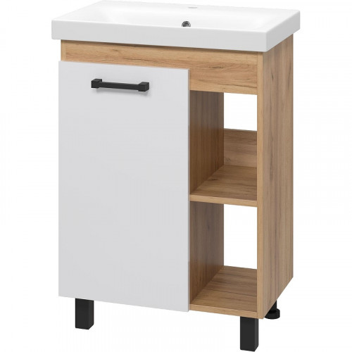 Тумба с раковиной Misty Крафт 60 УТ000013343 Белая Дуб Крафт золотой