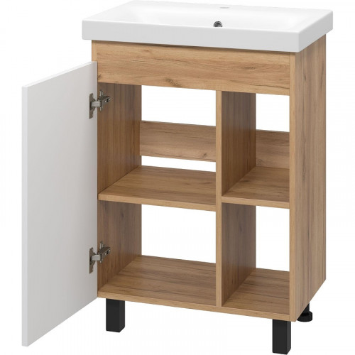 Тумба с раковиной Misty Крафт 60 УТ000013343 Белая Дуб Крафт золотой