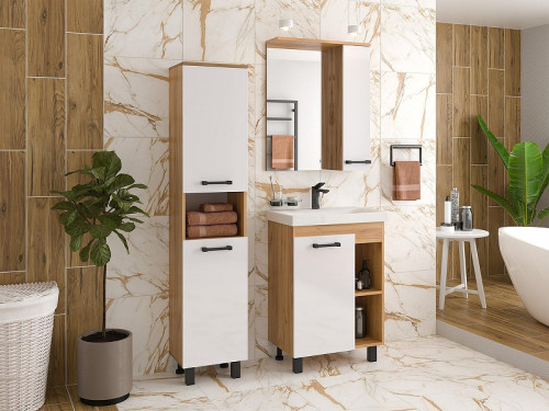 Тумба с раковиной Misty Крафт 60 УТ000013343 Белая Дуб Крафт золотой