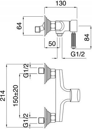 Смеситель для душа Cezares Olimp OLIMP-DM-02-L Бронза на стену
