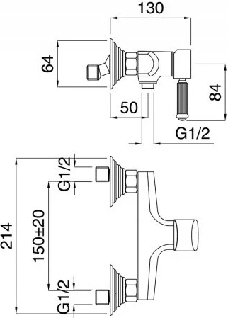 Смеситель для душа Cezares Olimp OLIMP-DM-02-L Бронза на стену